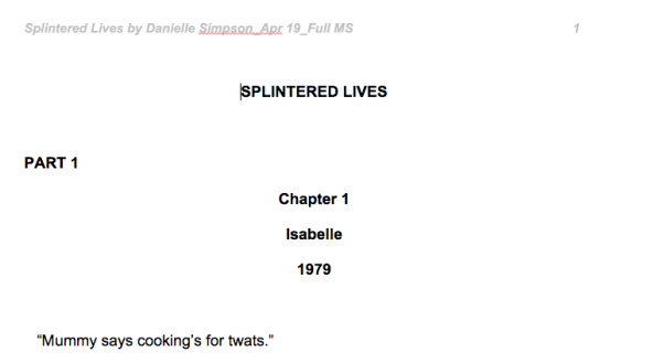 Splintered Lives_1st line
